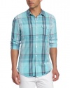 Calvin Klein Jeans Men's Globe Plaid Long Sleeve Woven