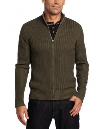 Alex Stevens Men's Ribbed Full-Zip Mock Neck Sweater