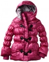 Pink Platinum Girls 7-16 Satin Toggle Puffer Jacket, Berry, 7/8