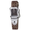 Fendi B. Fendi Ladies Brown Fabric Leather Strap Buckle Shaped Watch F370222F