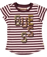 GUESS Kids Girls Striped GUESS Kids Girls Logo Tee, PLUM (2T)