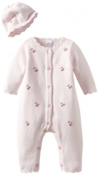 Little Me Baby-Girls Newborn Rose Sweater Coverall And Hat, Light Pink, 3 Months