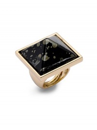 THE LOOKPyramid designResin with faux gold leaf watermark accents22k goldplated settingExpandable spring ring insert THE MEASUREMENTWidth, about 1¼ORIGINImported