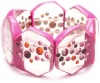 Nine West Gem Class Silver-Tone Pink Studded Stretch Bracelet