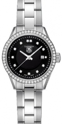 Tag Heuer Carrera Black Dial Diamond Ladies Watch WV1412BA0793