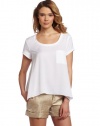 BCBGMAXAZRIA Women's Round Neck T-Shirt, White, Large