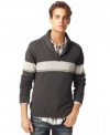 Keep yourself warm and keep your style on point with this shawl-collar sweater from American Rag.