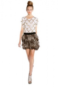 Alice and Olivia By Stacey Bendet Designer Womens Leopard Print Feather Skirt