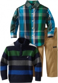 Nautica Sportswear Kids Boys 2-7 Toddler 3 Piece Sweater Set, Sport Navy, 4T