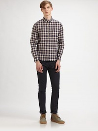 A richly, sophisticated plaid is shaped in fine cotton for an updated classic look.ButtonfrontButtoned down collarCottonMachine washImported