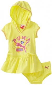 PUMA - Kids Baby Girl's Hooded Dress and Diaper Set, Light Lime, 12M