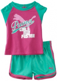 Puma - Kids Baby-girls Infant Jersey Reglan Tee And Dazzle Short, Pink, 24 Months