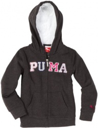 Puma - Kids Girls 2-6x Faux Shering Hoodie, Dark Gray, 6