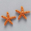 Adorable Sparkling Orange Crystal Starfish Stud Earrings Silver with Rhodium Plating