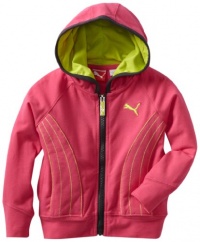 Puma - Kids Girls 2-6X Zip Up Stripe Hoodie, Pink, 2T