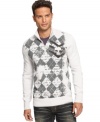 This sweater by INC International Concepts gives an argyle and update with a sleek mock neck and gaphic print detail.