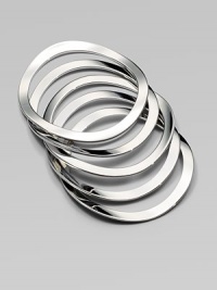 Narrow, rounded square bangles make a sleek and versatile piece that's perfect for stacking. BrassDiameter, about 2½Slip-on styleImported 