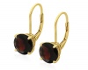 Gold Plated Sterling Silver 8mm Round Lever Back Garnet Earrings