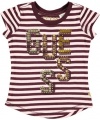 GUESS Kids Girls Striped GUESS Kids Girls Logo Tee, PLUM (4)