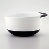 OXO GOOD GRIPS Mixing Bowls are great for whisking eggs, mixing batter and making marinades. Available in 1 1/2, 3 and 5 quart sizes, the Bowls feature a soft, comfortable, non-slip handle that is easy to grip. A non-slip bottom stabilizes the Bowls while you perform mixing tasks, and a wide lip and pouring spout make it easier to pour ingredients. The three Bowls nest neatly for convenient storage.