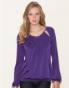 GUESS Gwen Long-Sleeve Top, ROYAL AMETHYST (MEDIUM)