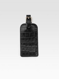 An elegant travel essential is handmade in croco-textured leather. Buckle closure 6¼ X 2½ Made in USA