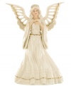 Every tree needs an angel! Top your tree with this glowing angel figurine, draped in pure ivory porcelain and gold trim.