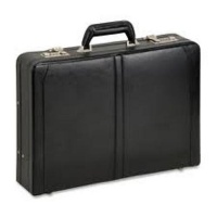 SOLO Classic Collection Expandable Leather Laptop Attache, Check-Fast Airport Security-Friendly Case Holds Laptop up to 16 Inches, Black, 471-4