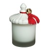 Juliska's signature Evergreen Boughs scent warmly evokes the spirit of the holiday season. The frosted glass candlepot is topped with a white ceramic lid featuring the iconic berry-and-thread motif, and detailed with a bright red ribbon and jingling bell.