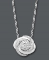 Swirls of pave-set diamonds add magic to any look. Wrapped in Love™ pendant features swirls of round-cut diamonds (1/4 ct. t.w.) set in sterling silver. Approximate length: 18 inches. Approximate drop: 3/4 inch.