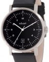 a.b. art Men's OA104 Series OA Stainless Steel Swiss Automatic Black Dial and Leather Strap Watch