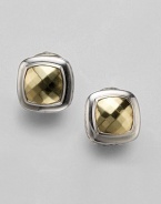 From the Albion Collection. A faceted center of gleaming 18k yellow gold, simply surrounded by polished sterling silver. 18k yellow gold and sterling silver About ½ square Post-and-hinge back Imported