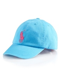 A preppy baseball cap in signature cotton twill features athletic-inspired embroidery for iconic heritage.