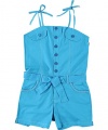 Pinkhouse Braid Pockets Romper (Sizes 7 - 16) - aqua, 14 - 16