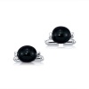 Men's Sterling Silver Round Black Onyx Bead Cufflinks