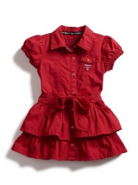 GUESS Shirtwaist Dress with Flower Sash, RED (18M)