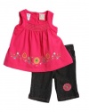 Baby Togs Infant Girls (12-24mo) 2pc Hot pink floral tank top & denim capri set