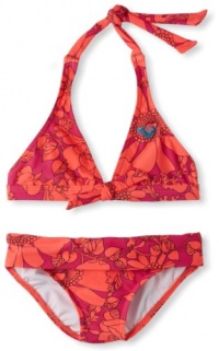 Roxy Kids Girls 7-16 Sea Doll Knotted 70s Halter Set, Pop Orange, 12