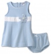 Hartstrings Baby-Girls Infant Interlock Dress And Diaper Set, Sky Sulphur, 12 Months