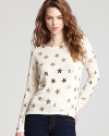 Golden stars stand out on this Vintage Havana sweater for a galactic look that beats the basics.