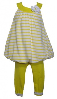 ABS Kids Infant Girls Yellow Stripe Bubble Top Legging Set-18 Months