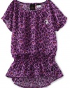 Baby Phat - Kids Girls 7-16 Printed Leopard Tunic, Purple, Large