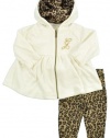 Guess Infant Girls Cream Hoodie 2Pc Cheetah Legging Set (12M)