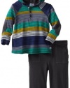 Splendid Littles Baby-Boys Newborn Camden Stripe Henley Set, Military, 12-18 Months