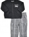 Calvin Klein Baby-Boys Newborn Jacket With Plaid Pants, Black, 0-3 Months