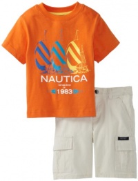 Nautica Boys 2-7 2 Piece Sails Short Set, Kumquat, 3T