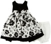 Nannette Baby-girls Infant Flower Flocked Dress, Cream/Black/White, 18 Months