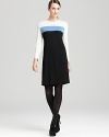 You're no knit wit! Snap up this chic little DIANE von FURSTENBERG sweater dress in an of-the-moment color block design.