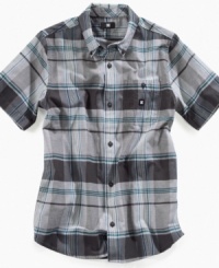 Give his back-to-school wardrobe a streetwear spin with a button-down shirt in rad plaid from DC Shoes. (Clearance)