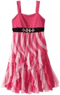 Bloome Girls 7-16 Waterfall Sleevless Dress, Pink, 14